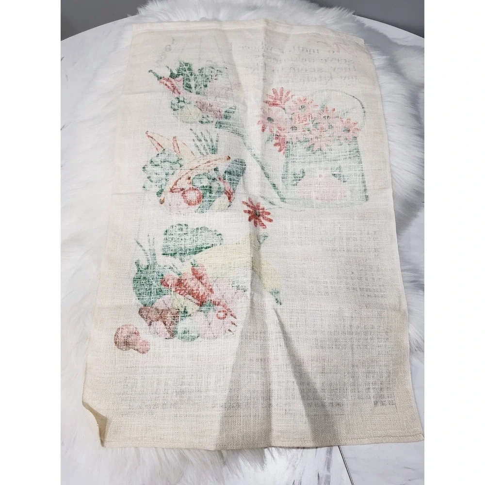 Vintage 1982 Linen Tea Towel Calendar Fruit Garden cottagecore Decor Kitchen 70s
